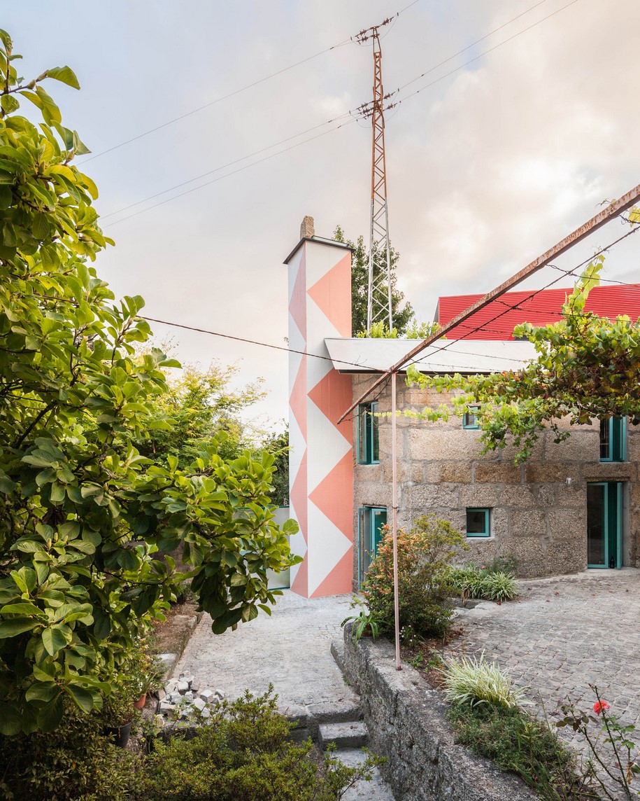 Archisearch Fala Atelier converted an old granite shack into a small house with a monumental shower in Portugal