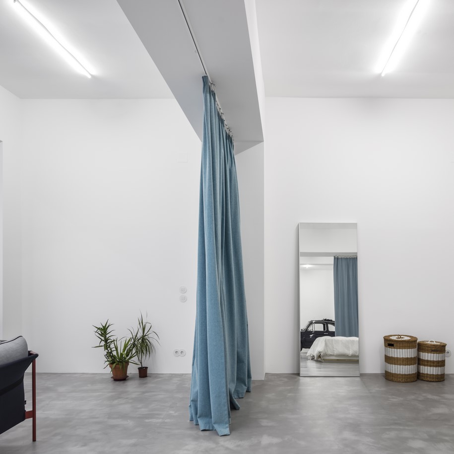 Fala Atelier, GARAGE HOUSE, garage, house, couple, Lisbon, Portugal, 2016, marble, curtain, interiors