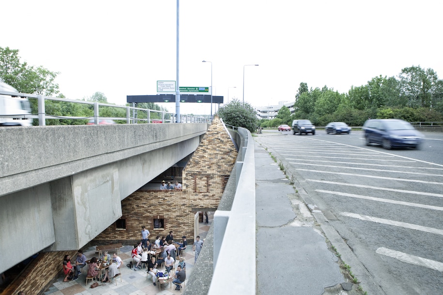 Folly for a Flyover, Assemble, London, UK, cinema, canal, river, ephemeral architecture, motorway, urban interventions