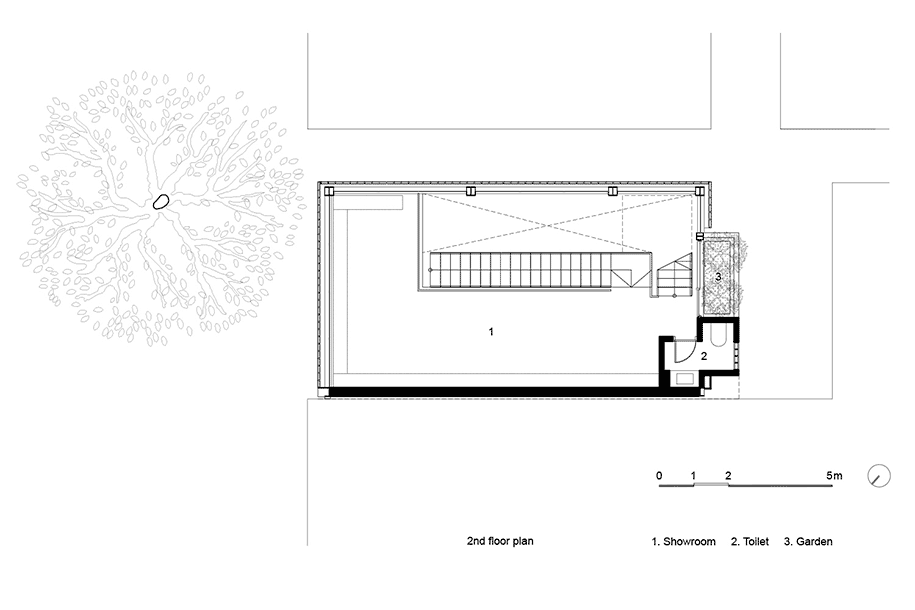 showroom, nanoco, VTN, architects, lighting, terracotta, façade, floor, plan