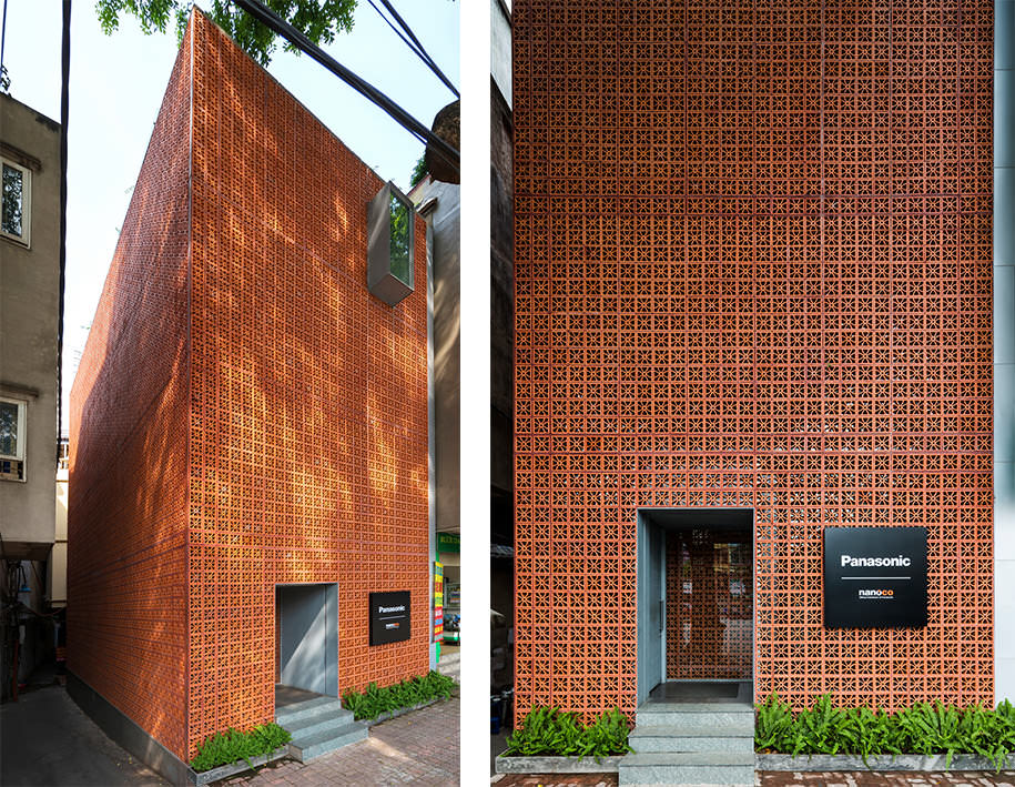 showroom, nanoco, VTN, architects, lighting, terracotta, façade