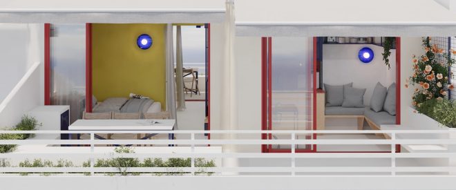 Archisearch - MicroScale: οι P9 Arch Studio σχεδιάζουν μικροδιαμέρισμα 21τ.μ. σε μοντερνιστική πολυκατοικία στο Γκύζη ενοποιώντας το 