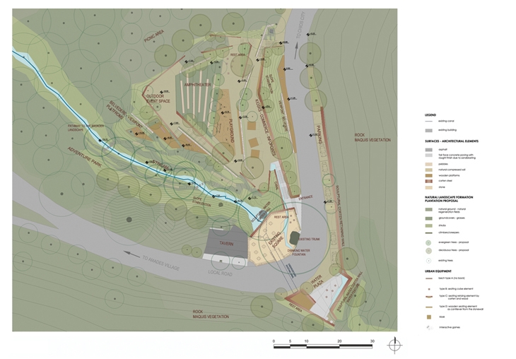 Archisearch - Redesign of the entrance square and the streamside landscape of Amades village