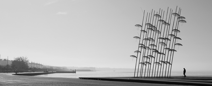 Archisearch - ‘Umbrellas’ sculpture by George Zongolopoulos at the Nea Paralia in Thessaloniki, by Nikiforidis Cuomo Architects (Photographer: Prodromos Nikiforidis. Courtesy Nikiforidis Cuomo Architects)