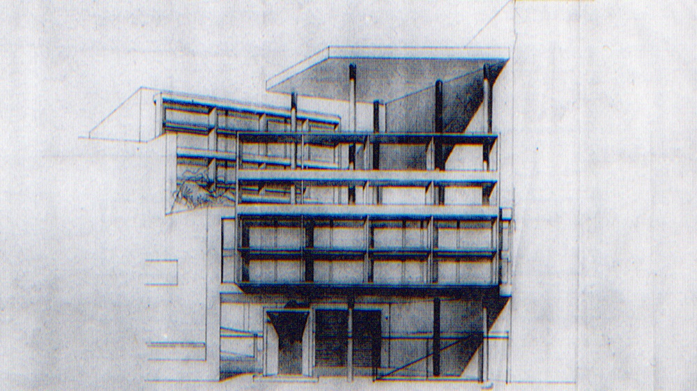 Archisearch - Le Corbusier _ elevational-perspective pencil drawing for Maison Curutchet _ 1949  