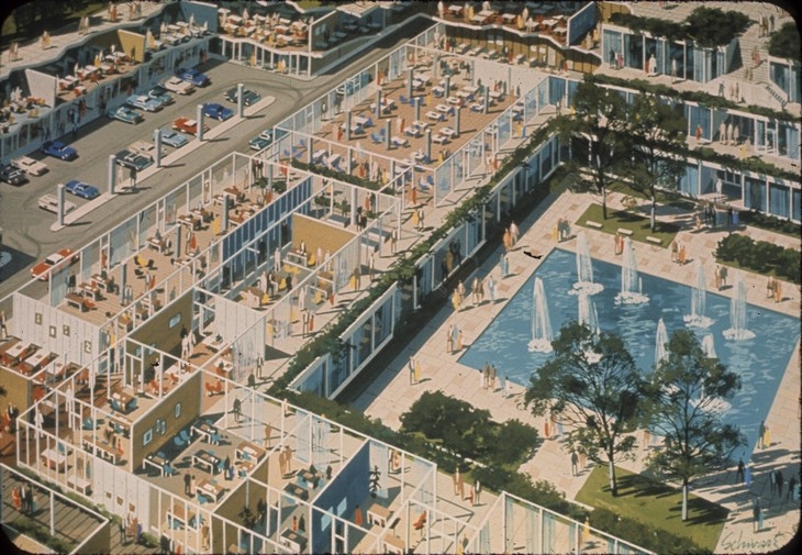 Archisearch - Robert Schwartz; Panther Hollow Project, c. 1964; architectural rendering (35mm slide); Architect: Harrison & Abramovitz; Courtesy of Carnegie Mellon University Architecture Archives