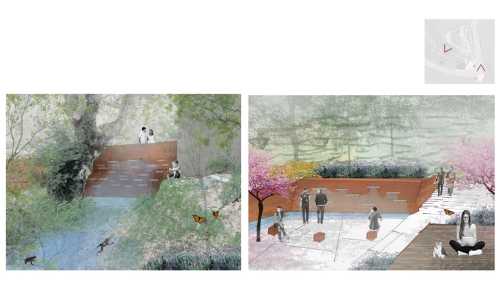 Archisearch - Redesign of the entrance square and the streamside landscape of Amades village