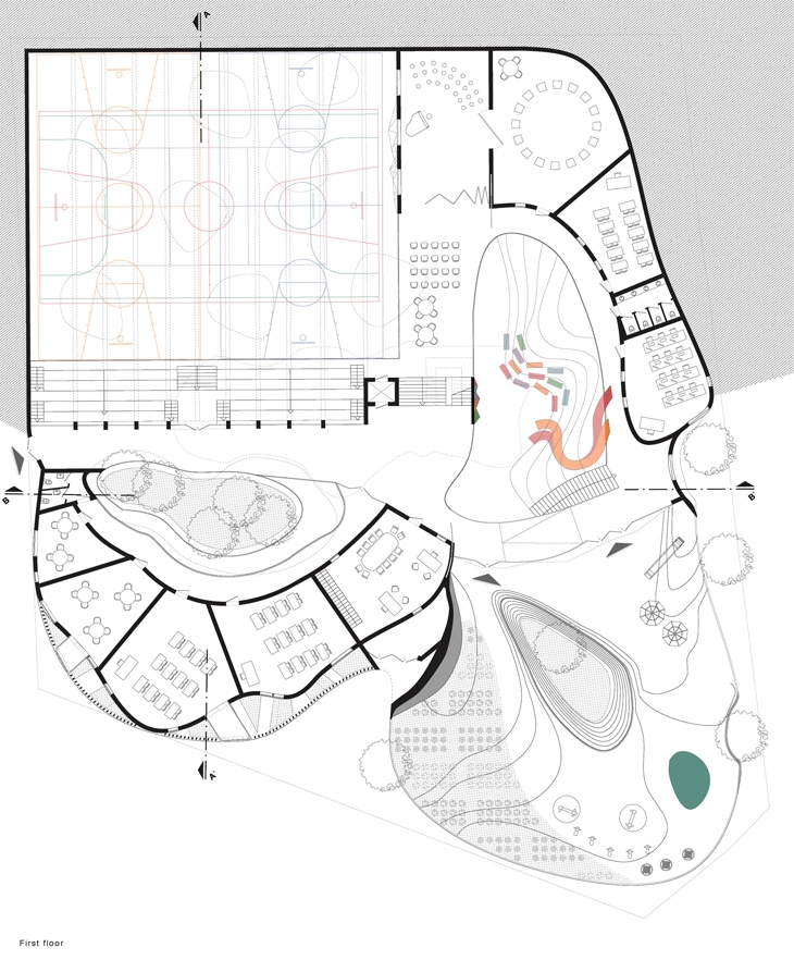 Archisearch - School for thought // Diofantou6 / First floor plan