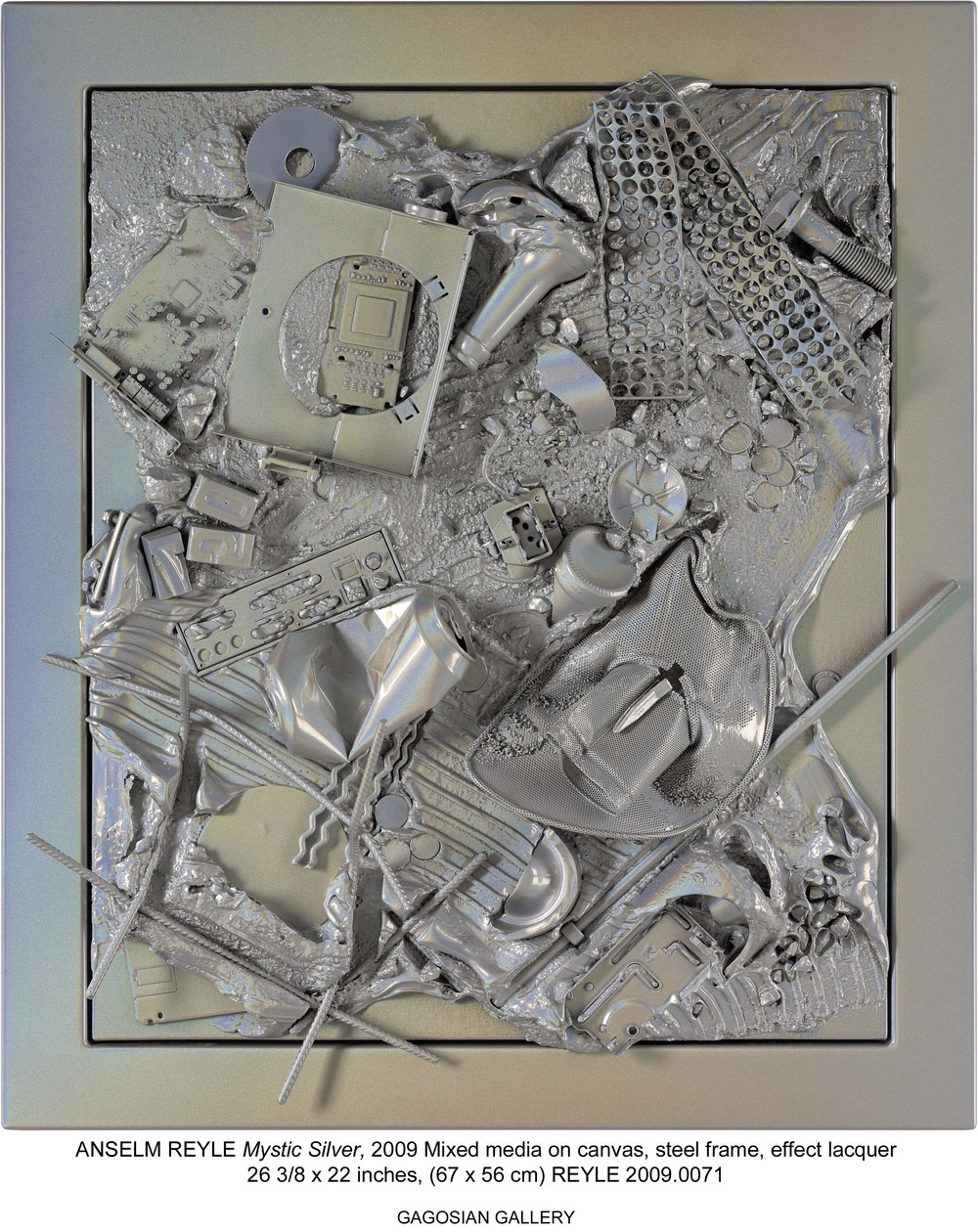 Archisearch - 1. Anselm Reyle, Mystic Silver, 2009, μικτή τεχνική σε καμβά, μεταλλική κορνίζα, ειδική λάκα, 67x56cm, ευγενική παραχώρηση Gagosian Gallery Anselm Reyle, Mystic Silver, 2009, mixed media on canvas, steel frame, effect lacquer, 67x56cm, courtesy Gagosian Gallery