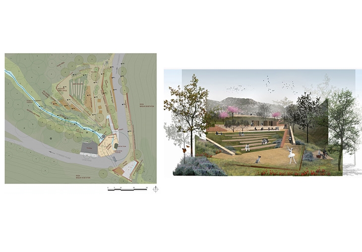 Archisearch - Redesign of the streamside landscape and the entrance square of Amades village, Amades, Chios - Masterplan -View of the project 