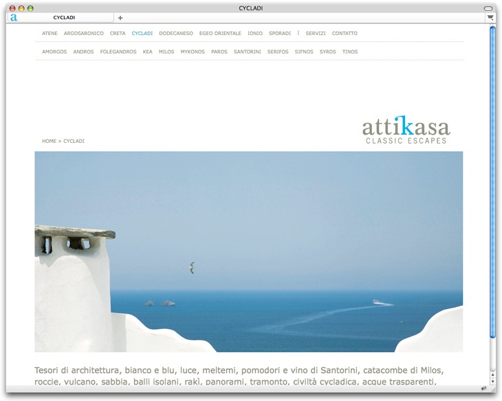 Archisearch - Σχεδιασμός δυναμικού website για την ιταλική εταιρία ταξιδίων Αttikasa Classic Escapes, www.attikasa.com   