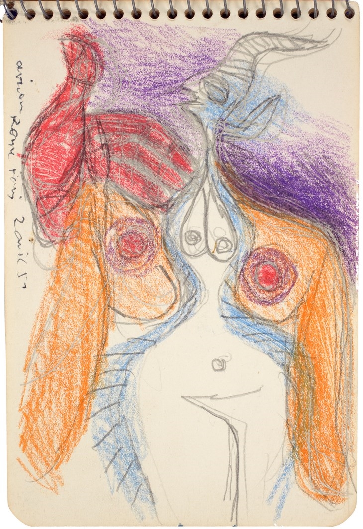 Archisearch - Le Corbusier, Carnet E19, p.7 , 2 Avril 1952 Crayon graphite et crayon de couleur sur papier, 0,10 x 0,15 m (c) FLC, ADAGP, Paris 2015