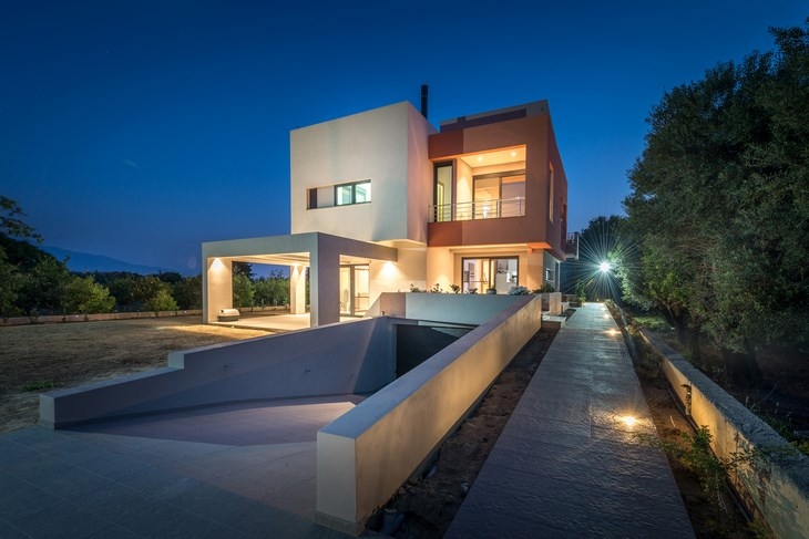 Archisearch - NE view at dusk, IS House, Nafpaktos Greece, Barlas Architects (c) Pygmalion Karatzas
