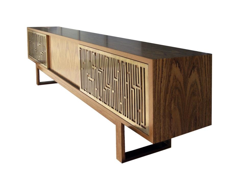 Archisearch - Handmade Buffet - Tinga Wood with Oxidized Bronze Sliding Doors and Base Frames  Model: Juewa