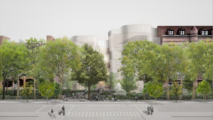 Archisearch - Proposed Façade Concept - Spingtime View with Street Trees and Park Plantings