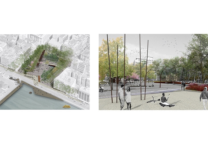 Archisearch - Architectural Competition “Redesign of Eleytherias Square in Thessaloniki” – project “time_tissue” (shortlisted)  / Award in the Category of non implemented Landscape Architectural Projects (6th International Landscape Architecture Exhibition Belgrade) -  Bird’s- eye view- The entrance 