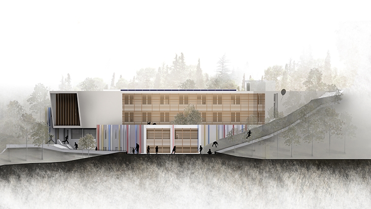 Archisearch ARCHITECTURAL CONCEPT DESIGN COMPETITION: AGIOS PAVLOS ELEMENTARY SCHOOL WITH GYMNASIUM AT MUNICIPALITY OF NEAPOLIS - SYKEON / A. DALGITSI, G. LAZARIDIS, I. MOISIDOU