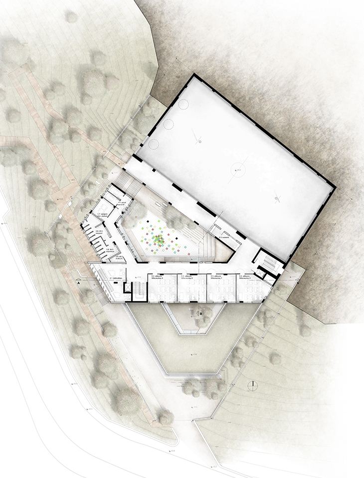 Archisearch ARCHITECTURAL CONCEPT DESIGN COMPETITION: AGIOS PAVLOS ELEMENTARY SCHOOL WITH GYMNASIUM AT MUNICIPALITY OF NEAPOLIS - SYKEON / A. DALGITSI, G. LAZARIDIS, I. MOISIDOU