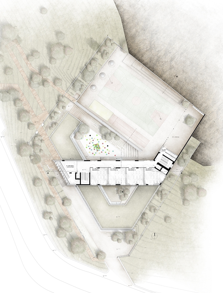 Archisearch ARCHITECTURAL CONCEPT DESIGN COMPETITION: AGIOS PAVLOS ELEMENTARY SCHOOL WITH GYMNASIUM AT MUNICIPALITY OF NEAPOLIS - SYKEON / A. DALGITSI, G. LAZARIDIS, I. MOISIDOU