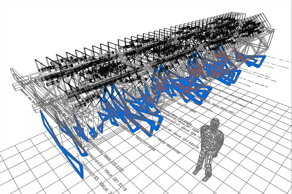 Archisearch - Perspective View of the Computational Model ‘Flexion’.