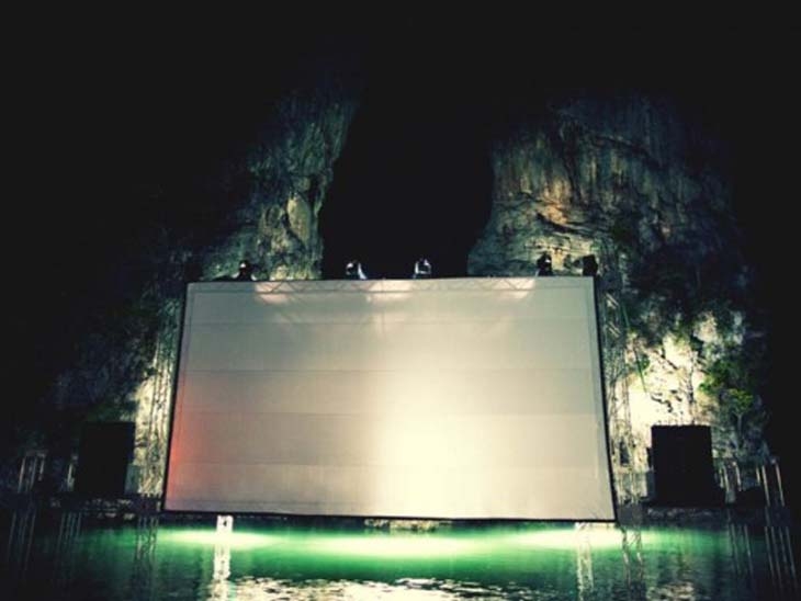 Archisearch FLOATING AUDITORIUM BY OLE SCHEEREN; FILM ON THE ROCKS YAO NOI