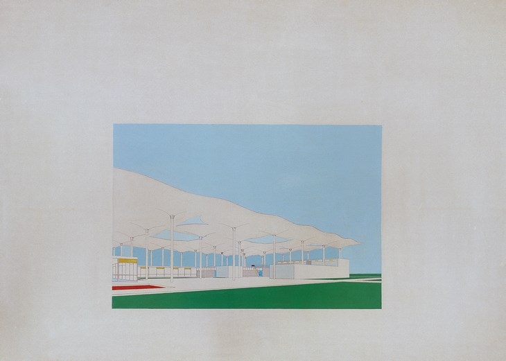Archisearch - Amancio Williams. Hospital in Corrientes, Corrientes, Argentina, 1948-1953. Drawing. Unframed: 25 9/16 x 37 5/8” (65 x 95.5cm). (c) Amancio Williams Archive