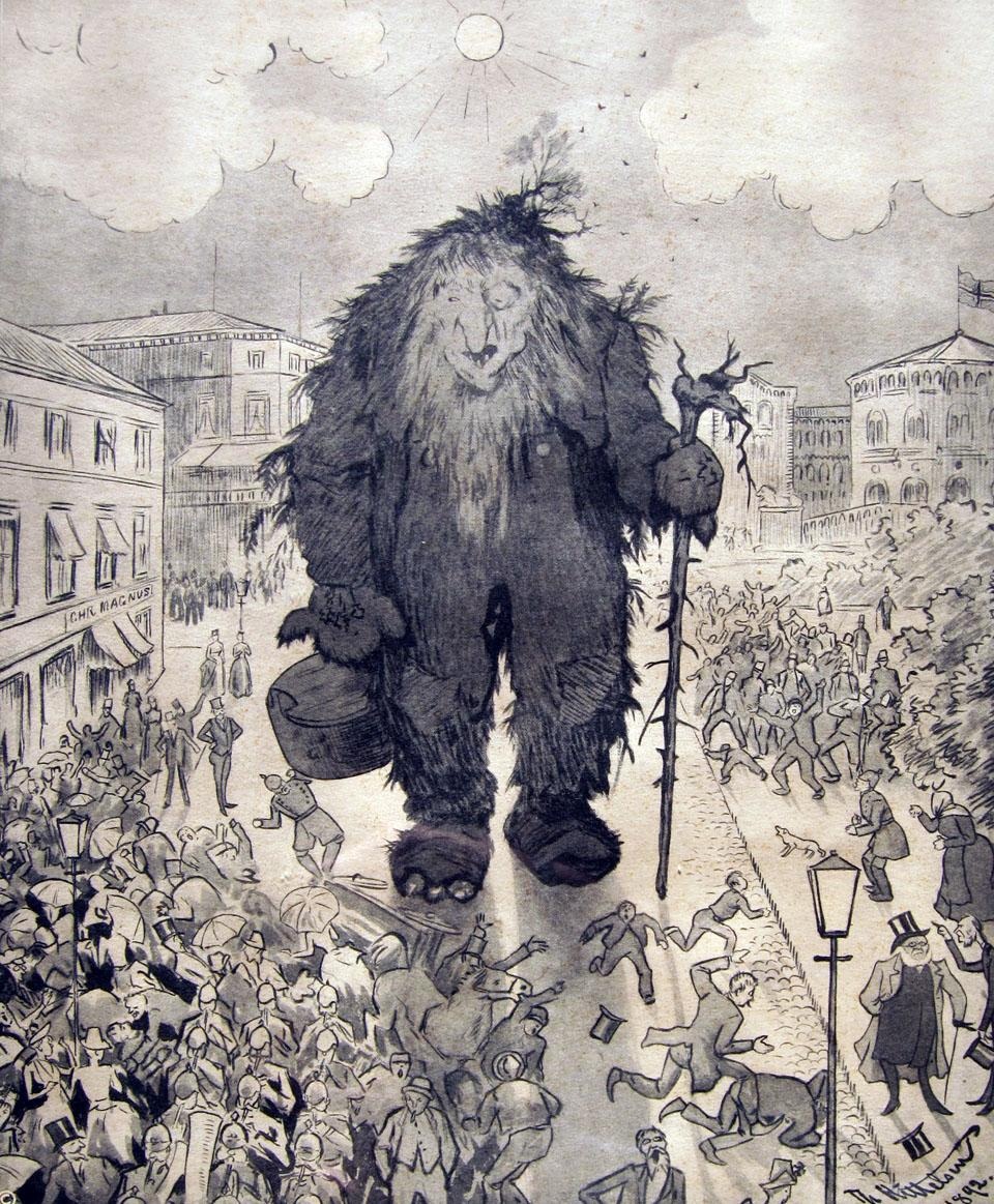 Archisearch - In a popular etching by the Norwegian artist Theodor Kittelsen, Henrik Ibsen walks slowly with a gentle Troll in the main street of Oslo whilst the panic-stricken population flees the giant. 