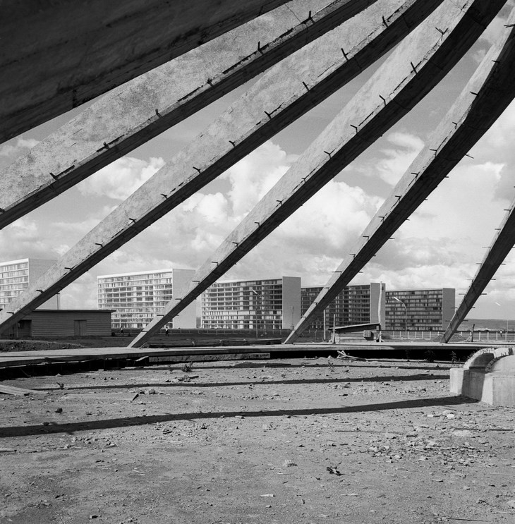 Archisearch -  Oscar Niemeyer. Cathedral Under Construction, Brasilia, Brazil. Photographer: Unknown. Arquivo Publico do Distrito Federal