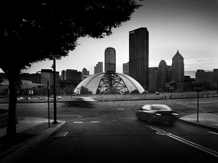 Archisearch - Edward R. Massery; Civic Arena from Wylie Avenue, 9.27.2011; inkjet print; Purchase: Second Century Acquisition Fund; (c) Ed Massery