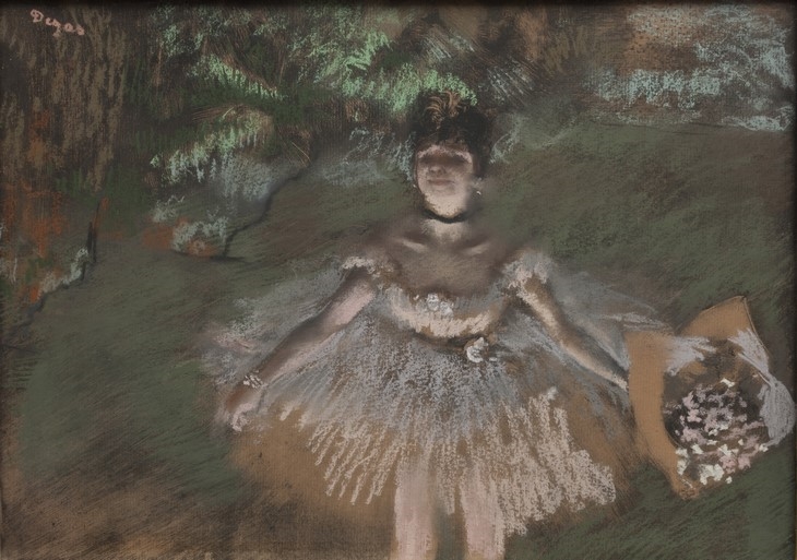 Archisearch - Edgar Degas (French, 1834–1917). Dancer Onstage with a Bouquet, c.1876. Pastel over monotype on laid paper. Plate: 10 5/8 × 14 7/8 in. (27 × 37.8 cm). Private collection.