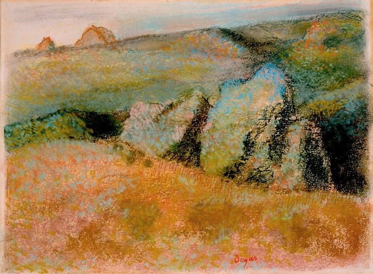 Archisearch - Edgar Degas (French, 1834–1917). Landscape with Rocks (Paysage avec rochers), 1892. Pastel over monotype in oil on wove paper. Sheet: 10 1/8 × 13 9/16″ (25.7 × 34.4 cm). High Museum of Art, Atlanta, Purchase with High Museum of Art Enhancement Fund.