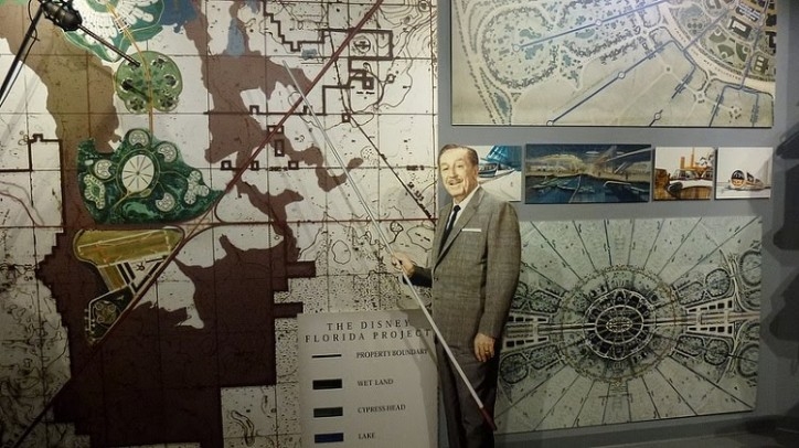 Archisearch - Walt Disney presenting the plans for EPCOT in Bay Lake, Florida, 1966 (completed in 1982).