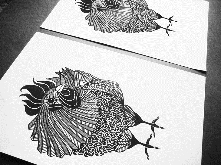 Archisearch ELENI SAKELARIS CREATES FANTASTIC BLACK and WHITE LINOPRINTS