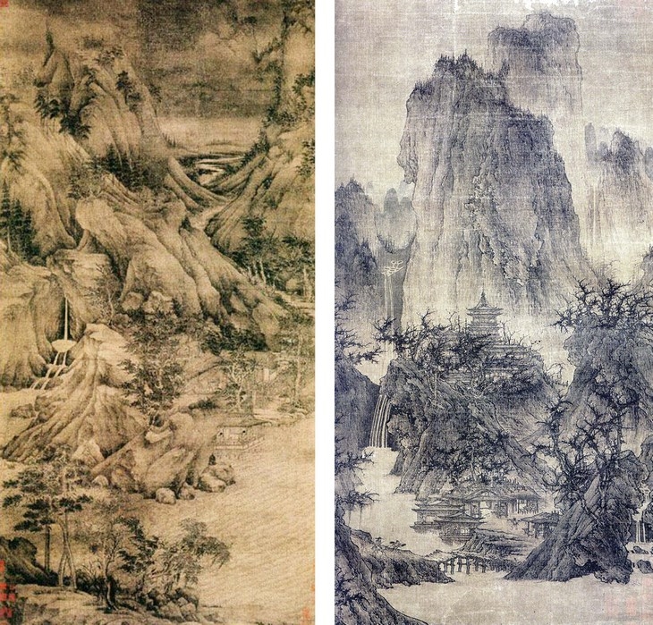 Archisearch - Left: Dong Yuan ( 930-960), Riverbank, Right: Li Cheng (919-967), A solitary temple in mountain