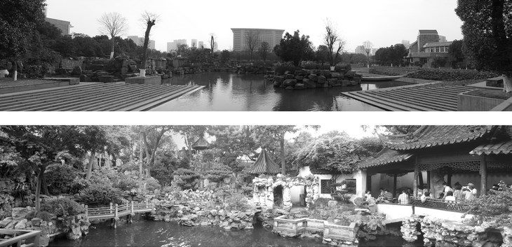 Archisearch - museum’s garden (up), Yu garden in Shanghai (down)