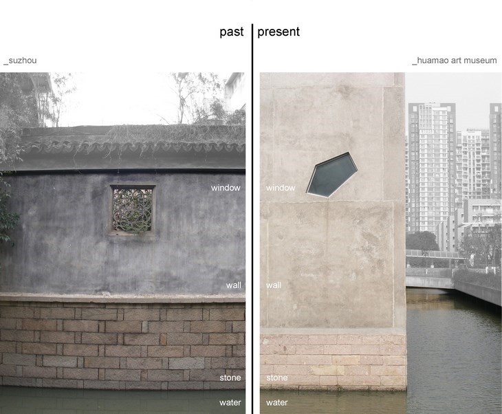 Archisearch - facade of a traditional house in Suzhou (left), facade of the huamao art museum (right)