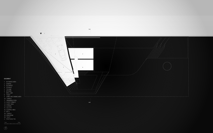 Archisearch -  Hornung And Jacobi Architecture_Villa F_Floor Plan_01: Ground Floor including car parking