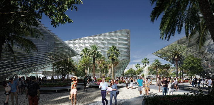 Archisearch  BIG TOGETHER WITH WEST 8, FENTRESS, JPA AND DEVELOPERS PORTMAN CMC PROPOSES MIAMI BEACH SQUARE AS THE CENTERPIECE OF THEIR 52 ACRE CONVENTION CENTER