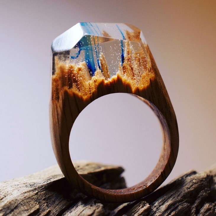 Archisearch - Mountain and Underwater Scapes Encapsulated Within Wooden Rings by Secret Wood