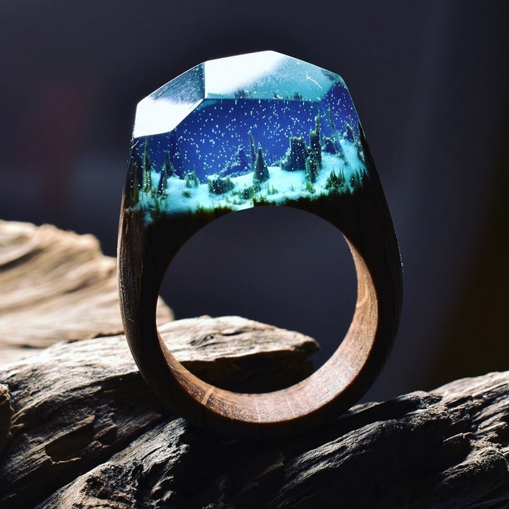 Archisearch - Mountain and Underwater Scapes Encapsulated Within Wooden Rings by Secret Wood