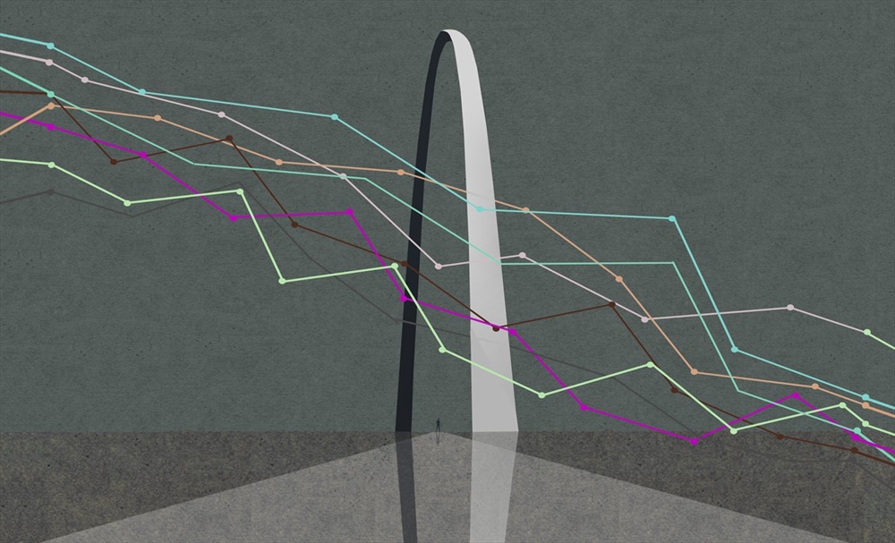 Archisearch - St. Louis Gateway Arch and “Decline of the West” by British Electronic Foundation, Illustrated by Adam Simpson, 2013