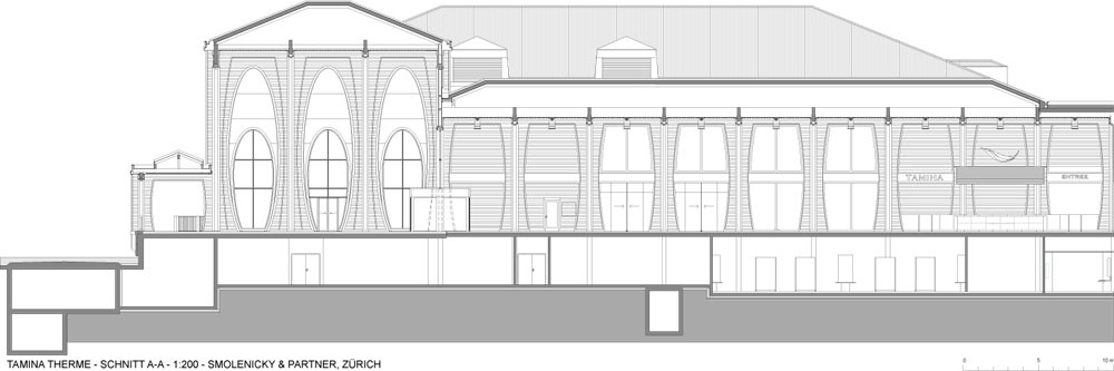 Archisearch - Tamina Thermal Baths – Section A-A  Image (c) Smolenicky & Partner Architektur 