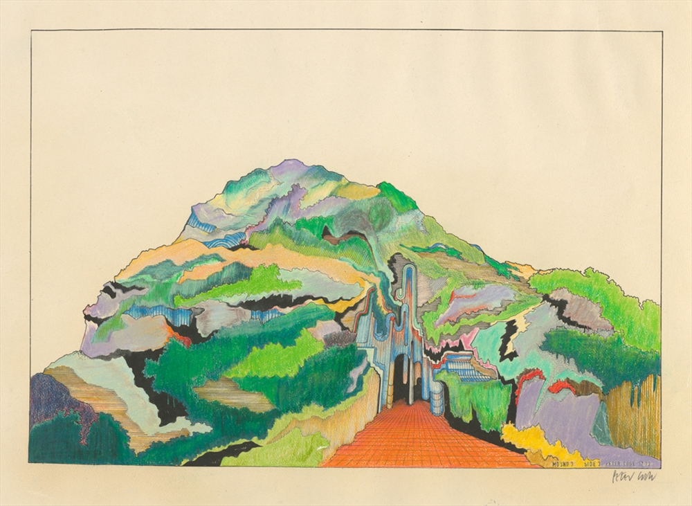 Archisearch - Vegetated Lump  1972/1973  Colour pencils, watercolour, pastels on paper / Buntstifte, Aquarell, Pastell auf Papier  45,0 x 46,7 cm  (c) Peter Cook