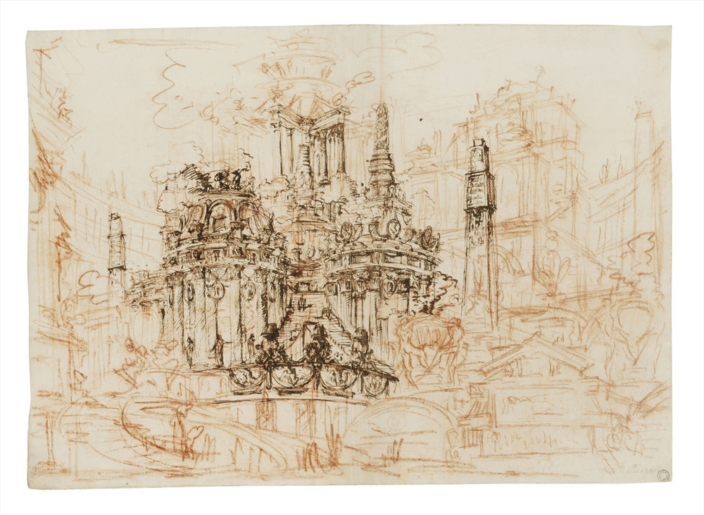 Archisearch - Giovanni-Battista Piranesi, Imaginary Composition Red Chalk and pen & ink, 550 x 770 mm, Adam Vol. 26/163