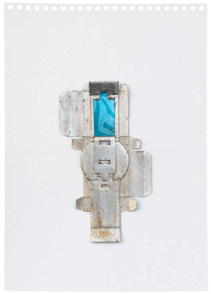 Archisearch - RACHEL WHITEREAD Untitled (Blue), 2012 Silver leaf, cardboard, celluloid and graphite on paper, (42 x 29.5 cm)  