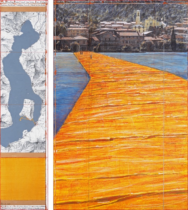 Archisearch - Christo / The Floating Piers (Project for Lake Iseo, Italy), Drawing, 2014 65 x 15