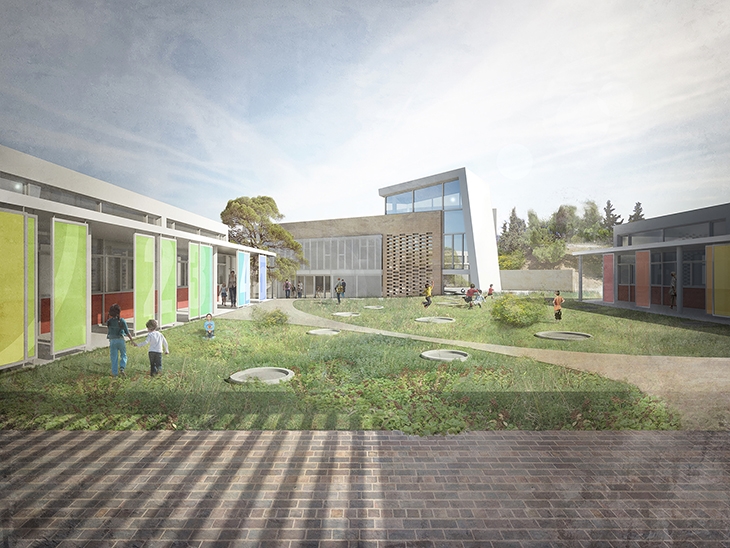 Archisearch - PANHELLENIC ARCHITECTURAL CONCEPT DESIGN COMPETITION / AGIOS PAVLOS 1ST ELEMENTARY SCHOOL WITH GYMNASIUM / COMMENDATION FOR A. VOUGIA, G. MOUTSATSOS, T. ISSAIAS & P. ISSAIAS