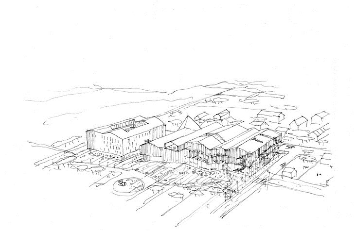 Archisearch - Sketch of the Cultural Center of Stjørdal / Reiulf Ramstad Arkitekter