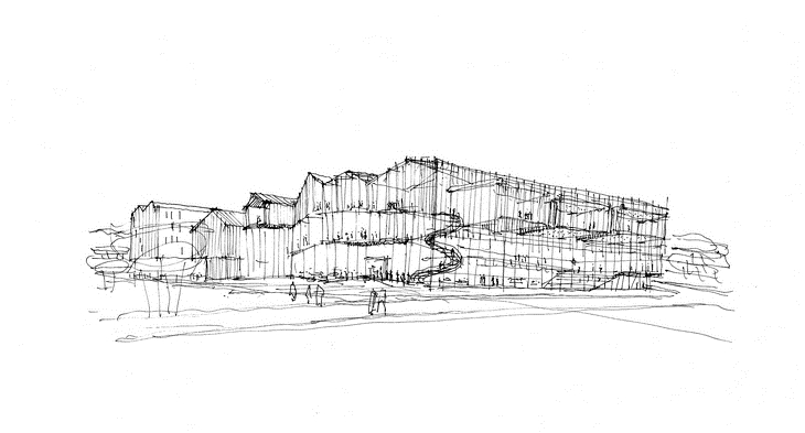 Archisearch - Sketch of the Cultural Center of Stjørdal / Reiulf Ramstad Arkitekter
