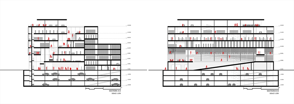 Archisearch - Varna`s New Library Competition, Winning Proposal / Architects for Urbanity / Sections